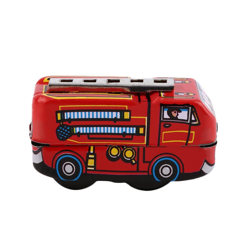 Retro Classic Firefighter Fire Engine Truck Clockwork Wind Up Tin Toys Worldwide: Default Title