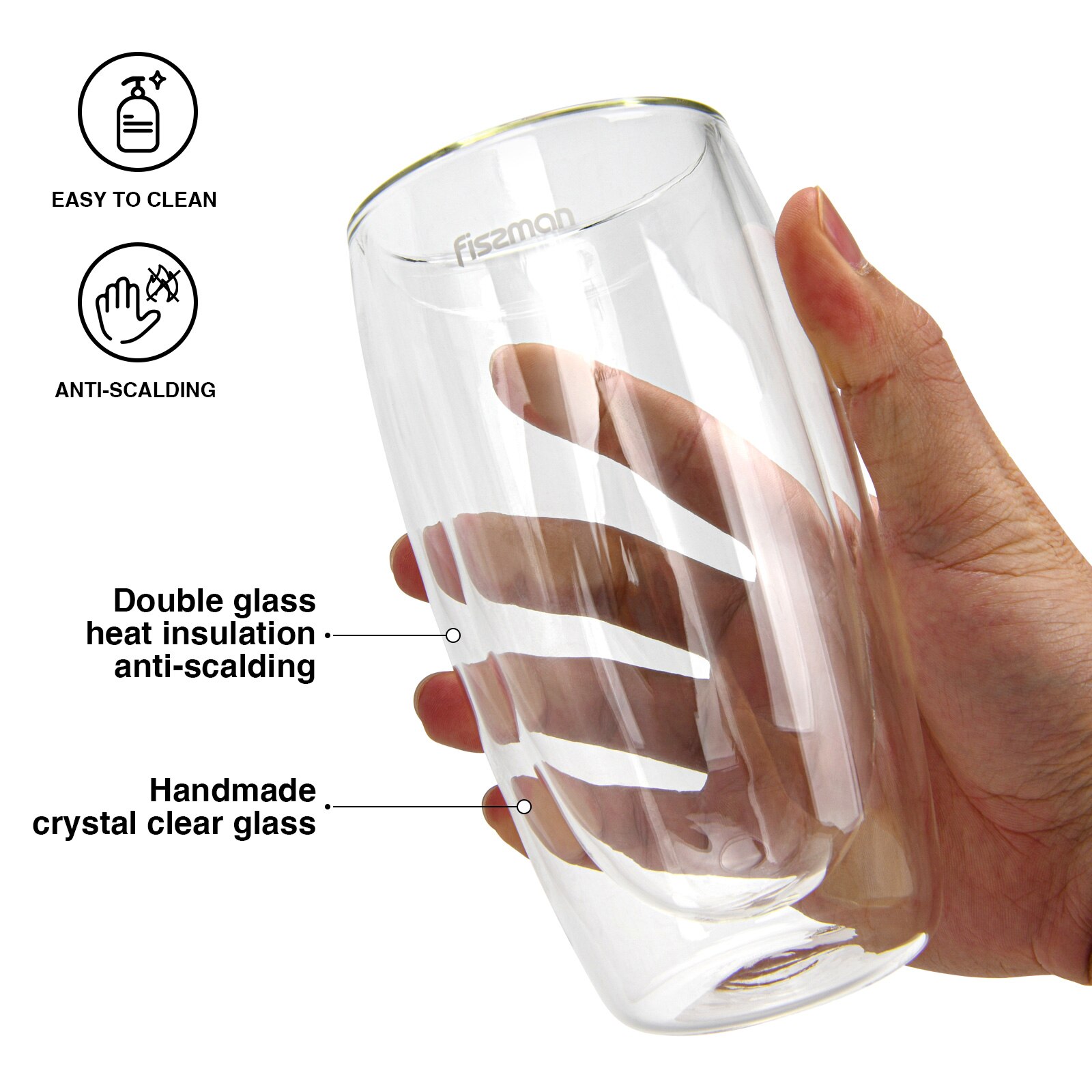 Fissman Hittebestendig Glas Cup Set-2pcs Frappe 350Ml Double Wall (Borosilicaatglas)