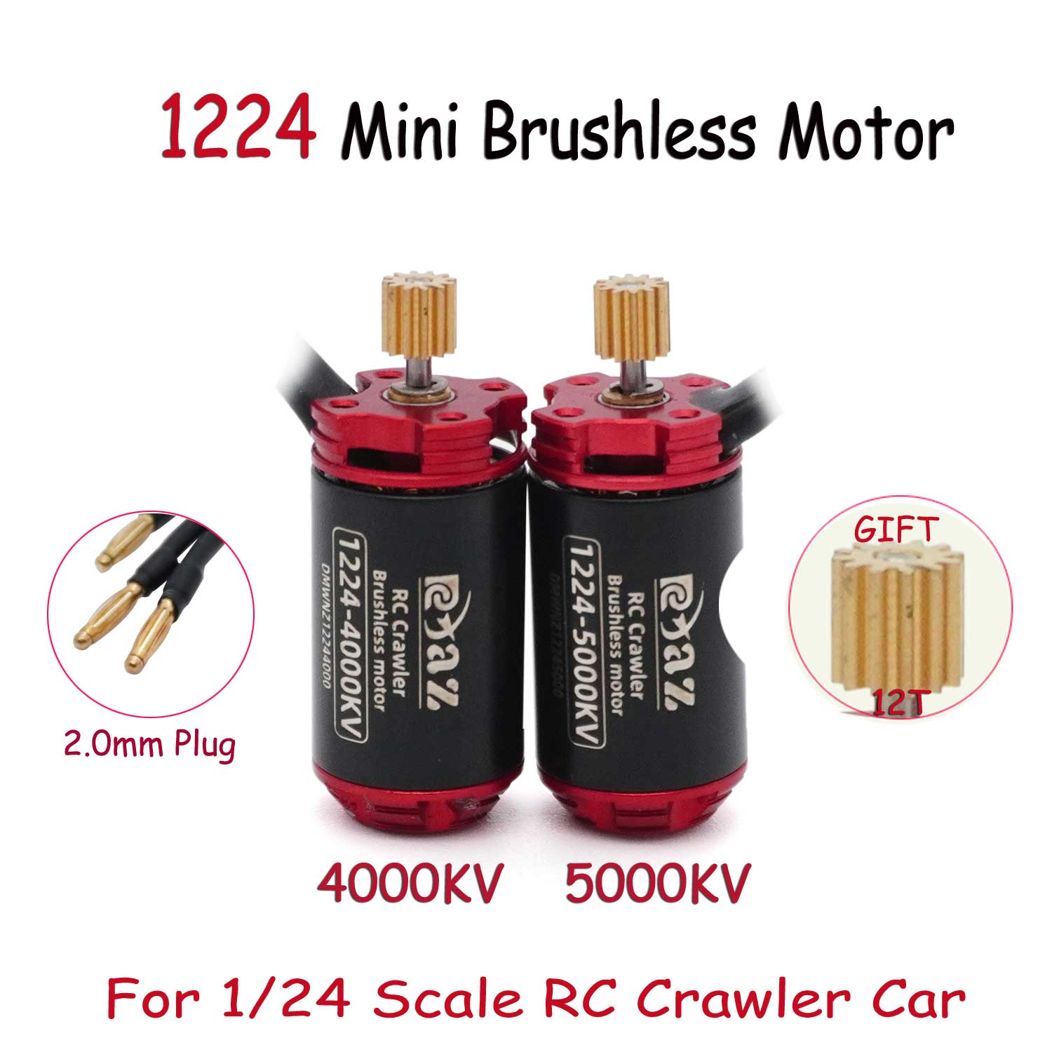 RC Motor 1224 Mini RC Crawler 4000KV 5000KV Brushless Motor 1.5mm Shaft for 1/24 1/28 1/32 RC Micro Car Kyosho Tamiya Traxxas