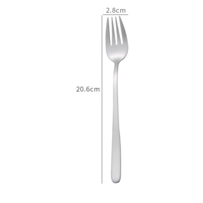 304 Stainless Steel Colourful Dessert Fork Long Handle Gold Korea Dinner Fork Set For Hotel Party With Long Handle: Silver