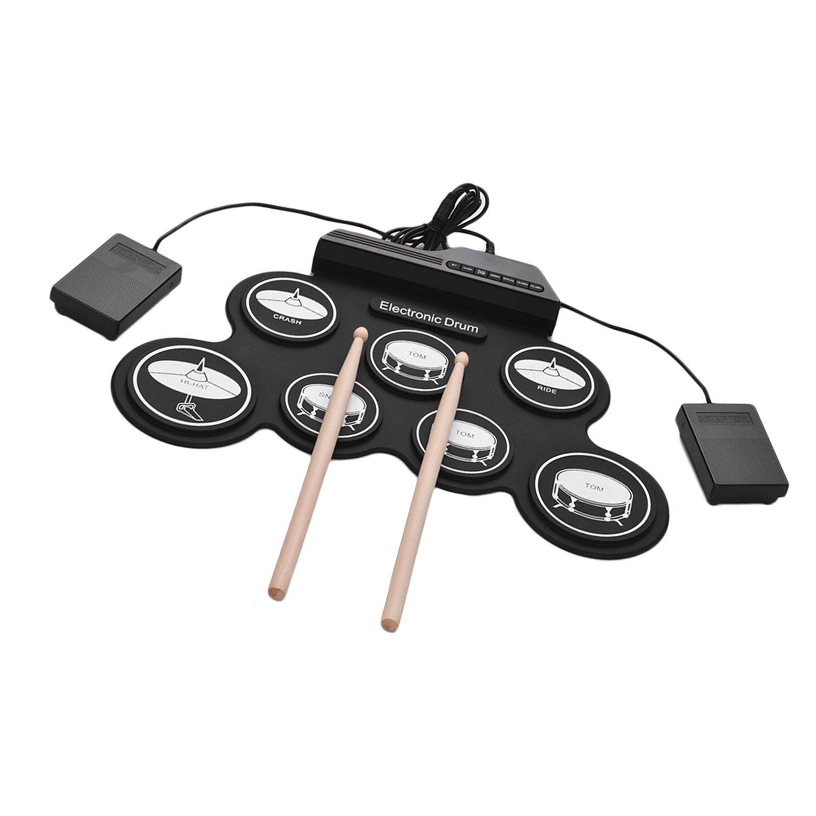 Elektronische Drumstel Usb Roll-Up Siliconen Drums Pad Digitaal Opvouwbaar Elektrisch Draagbaar Compact Formaat Kit Hand Oefenen Met Pedaal