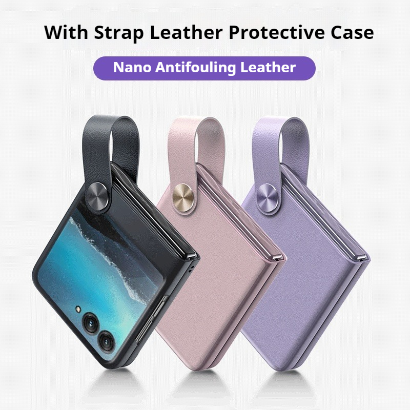Luxus Leder Telefon Fall Für Motorola MOTO Razr 60 50 40 Ultra Pro + 2025 2024 Handgelenk Strap Armband Halter stoßfest PC Abdeckung
