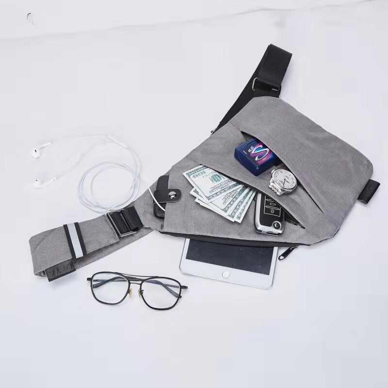 Neue männer der Digital speicher Pistole tasche leinwand brust tasche geschlungen Sport taille tasche multifunktionale nah dran-passend zu schulter Anti-diebstahl tasche: licht grau recht