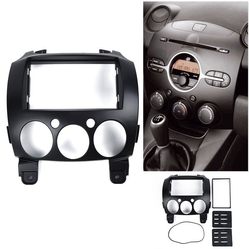 Bil stereo radio udskift dæksel trim ramme plade til mazda 2/ demio 2007 dash panel 2 din frame trim