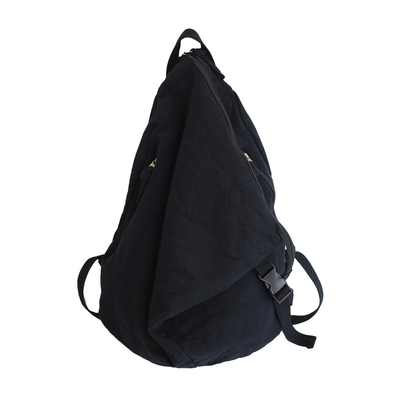 Unisex freizeit-reiserucksack, trendiger canvas-schulrucksack, einfarbig, schlichter schulrucksack, damen-tagesrucksack, mochila: Schwarz