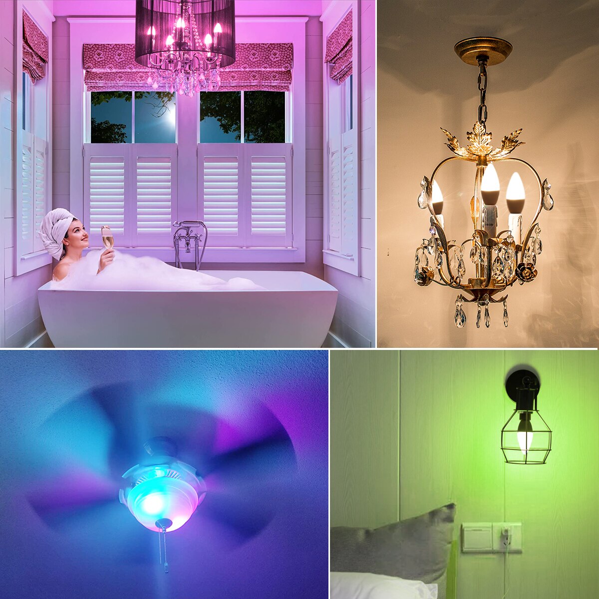 Gu10 e27 e14 tuya smart spotlights/kerzen/kugellampen mit rgb-led-farben, kabelloser fernbedienung und wlan-steuerung für alexa und google home