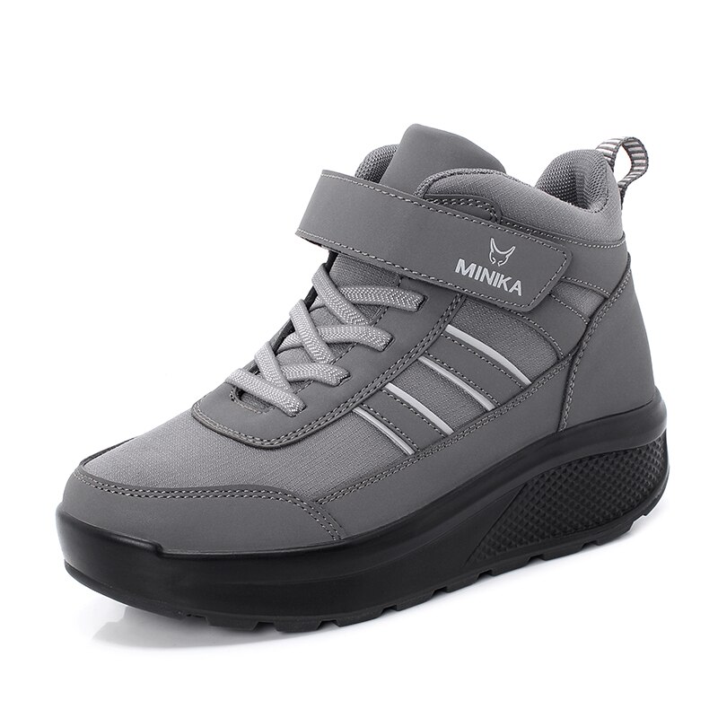 Plush Warm Toning Wedge Shoes Lady Walking Sneakers Women Body Shaping Fitness Slimming Swing Sports Shoes for Female: Gray / 36