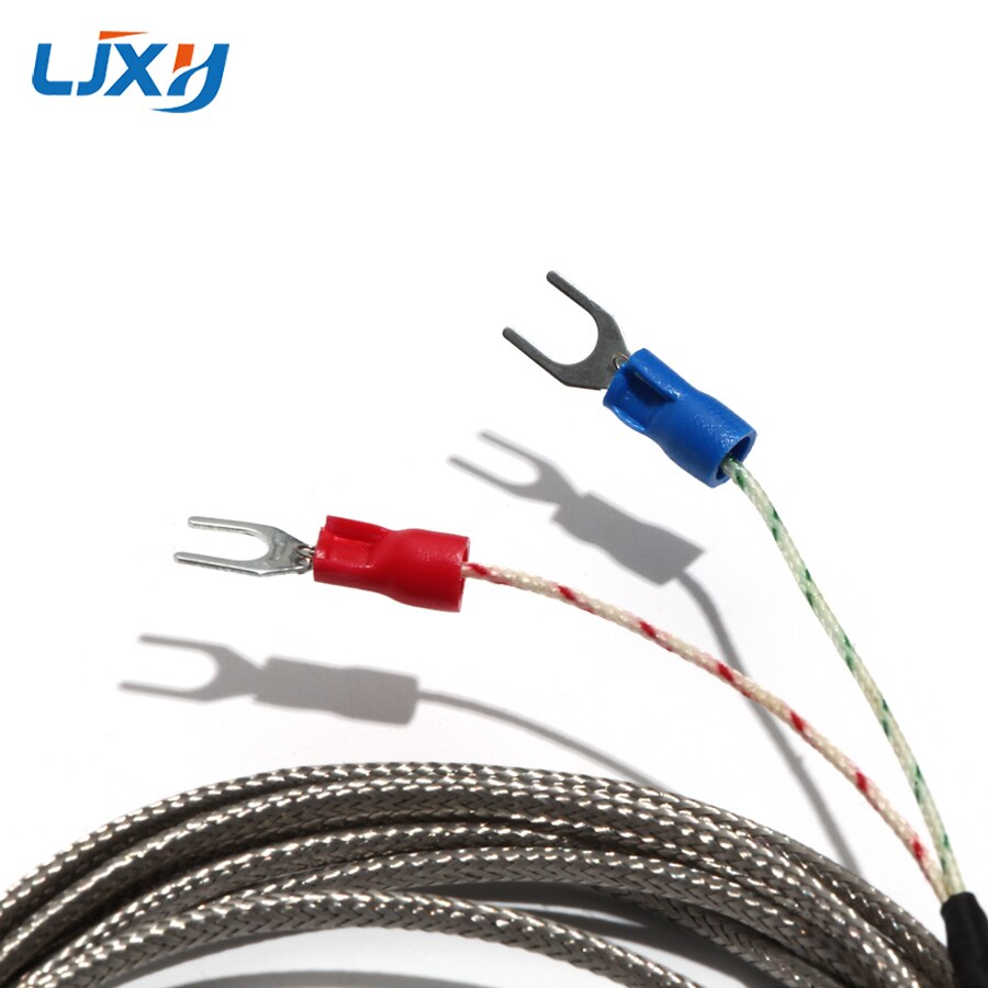 LJXH K-type Thermocouple 200/250/300mm Stainless Steel Probe Sensor 0~400℃ Temperature M8*1.25 Thread 4m/5m/6m Cable Length