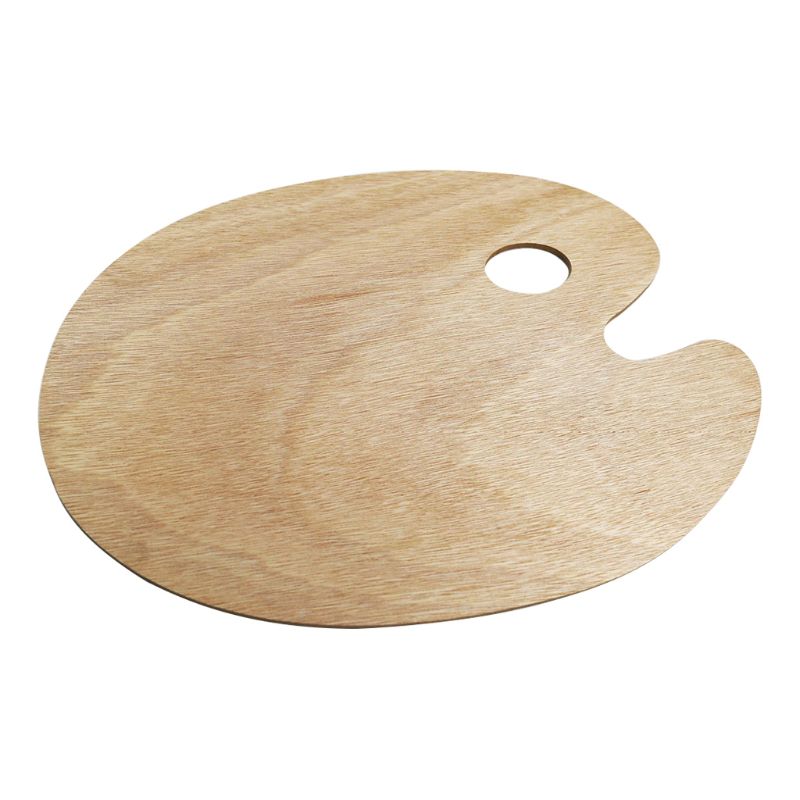 Paleta de madera con orificio para el pulgar para adultos, bandeja Ovalada para pintura acrílica, pintura al óleo, novedad