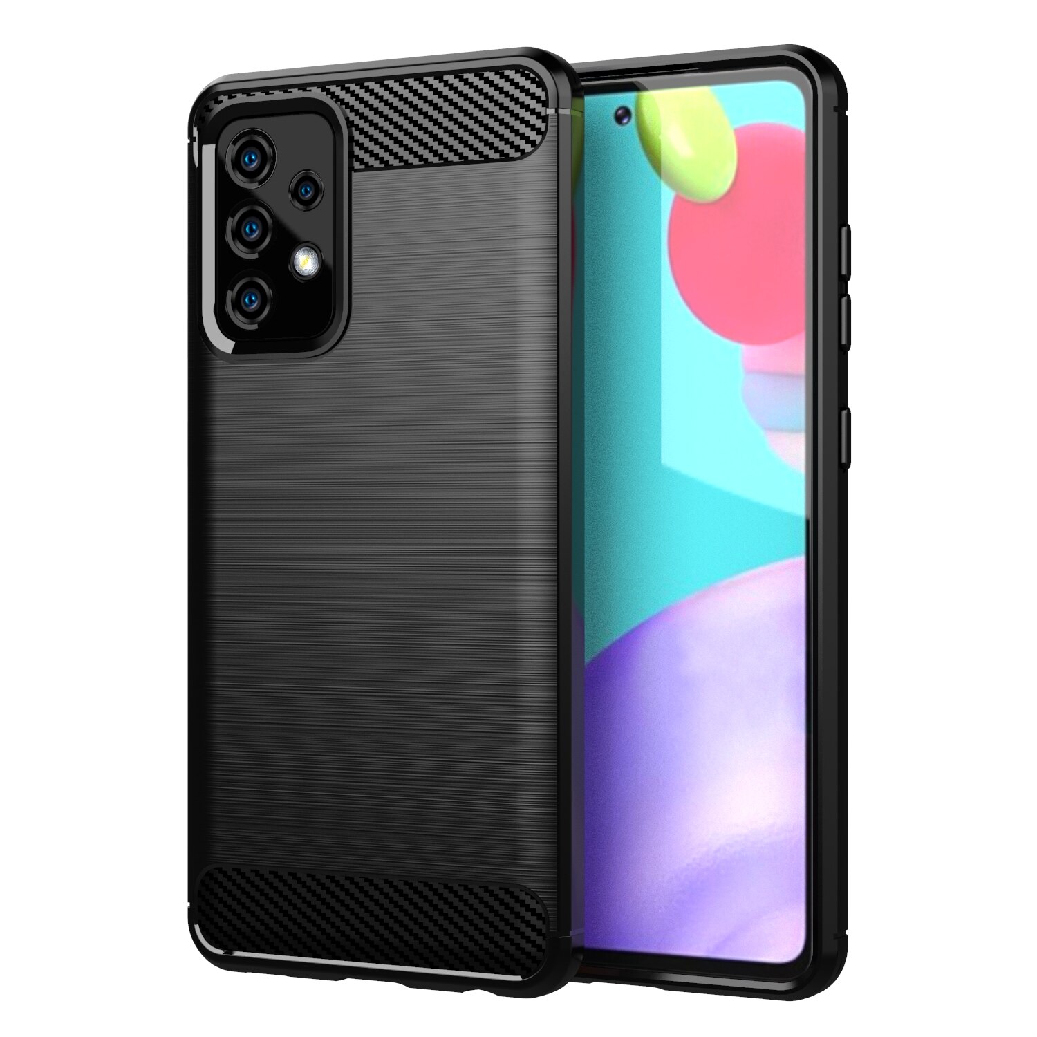 Case Voor Samsung Galaxy A52S Zachte Siliconen Shockproof Half-Gewikkeld Shell Voor Samsung A52S 5G Smartphone protector: Black