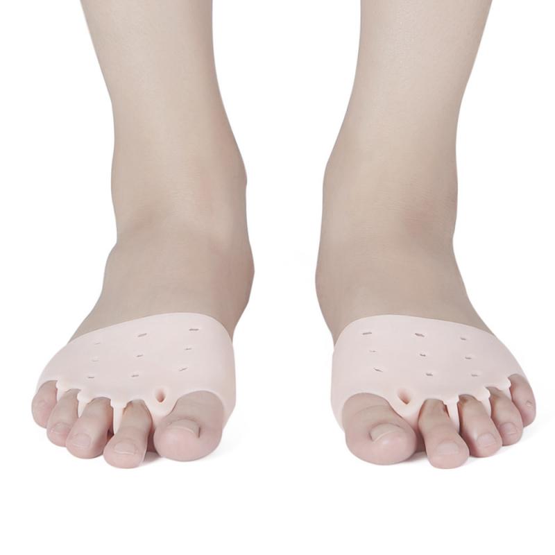 2Stck/1 Paar Doppel See Zehe Separator Hallux Valgus Ballen Korrektor Orthesen Fuß Knochen Daumen Erzähler Korrektor: fünf Löcher