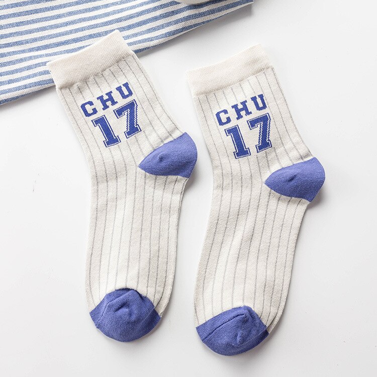 Unisex nieuwigheid brief digitale strepen skateboard sokken. katoenen harajuku hiphop sokken sokken paar enkelsok meias: Kleur 2