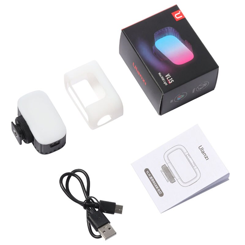 Ulanzi VL15RGB Mini Vul Licht Mobiele Telefoon Camera Fotografie Sfeer Licht Vlog Volledige Kleur Veranderende Fotografische Verlichting