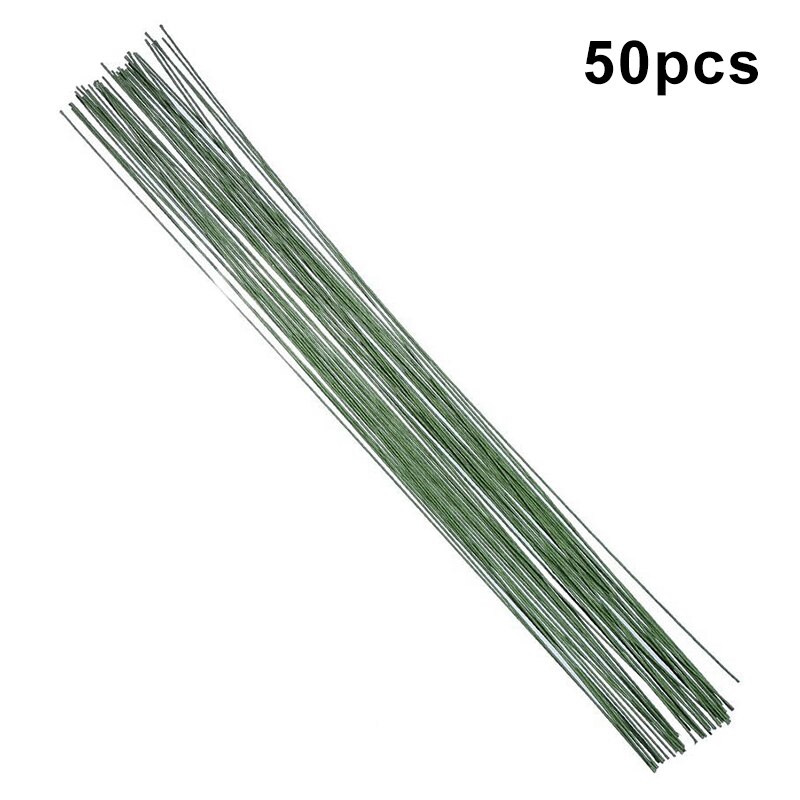 20 Gauge Brown/White/Green Floral Wire 14 Inch 50pcs/Package DIY: Green