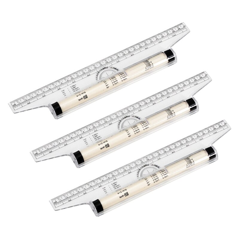3 Pck of Multifunctional Drawing Measuring Parallel Ruler 30CM Home School Office Drawing Roller Ruler: Default Title