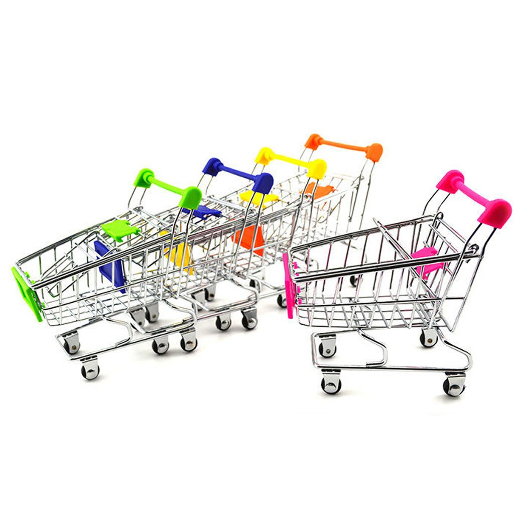 Kids Children Pretend Play Mini Shopping Entertainment Fun Cart Trolley Home Room Office Decor Toy Pink