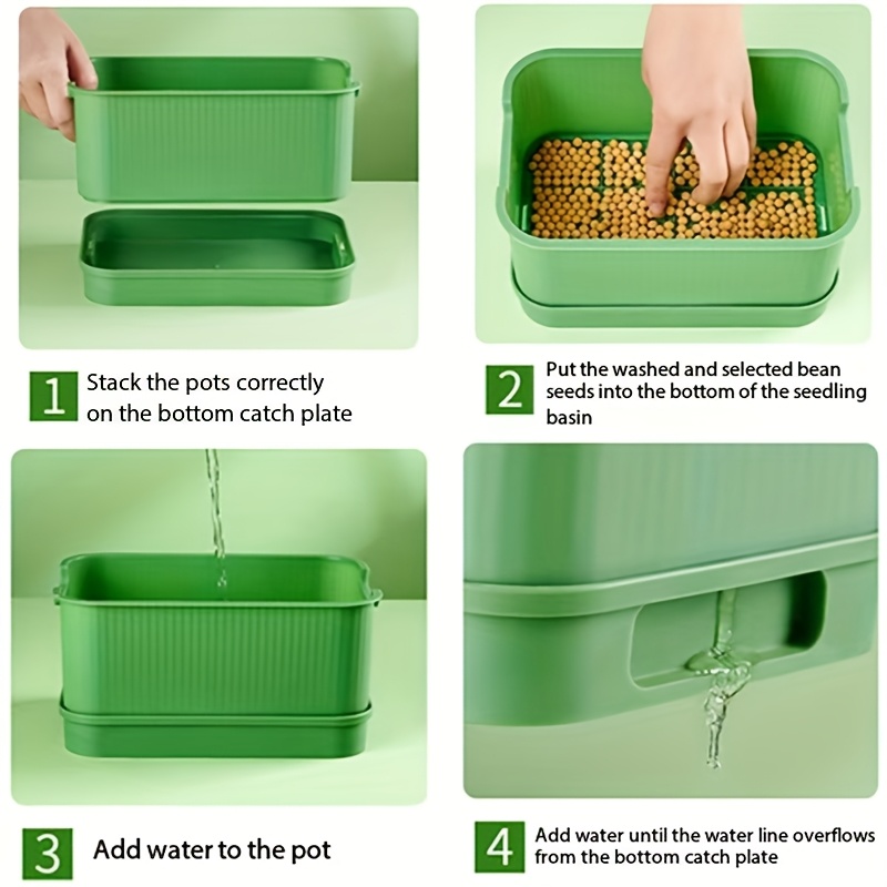 Bandeja para brotes, caja para verduras, guisante sin suelo, plántulas de frijoles, bandejas para vivero, placa para brotes hidropónicos, herramientas de jardín para brotes de semillas