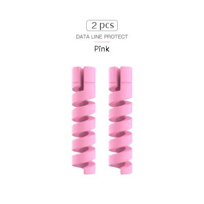 Kabelbeschermer datalijn siliconen spiraalspoelopwinder beschermend voor iphone samsung android usb-oplader oortelefoonhoesje: Roze