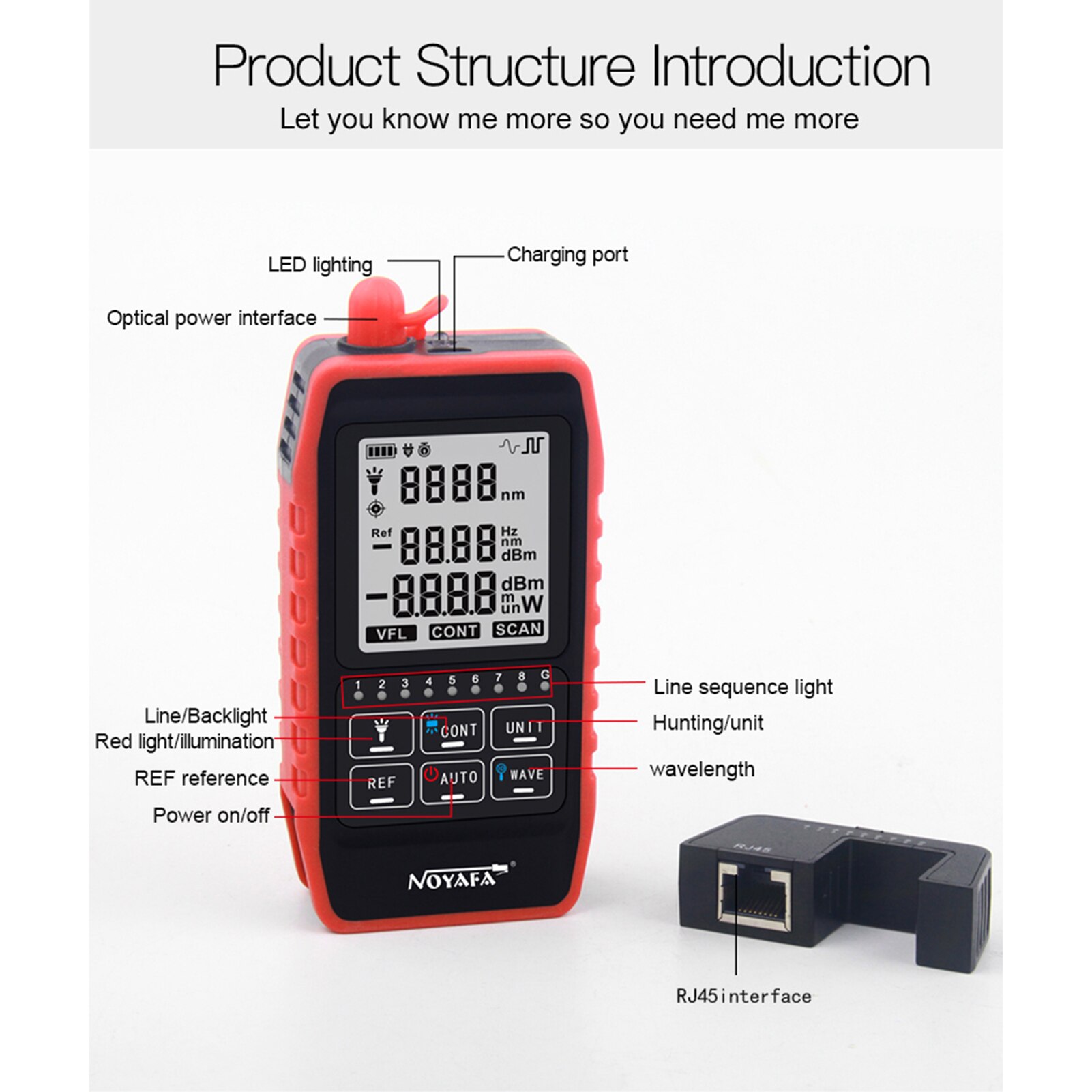 NOYAFA Multifunction MINI Optical Power Meter OPM Visual Fault Locator Network Cable Test Optical Fiber Tester