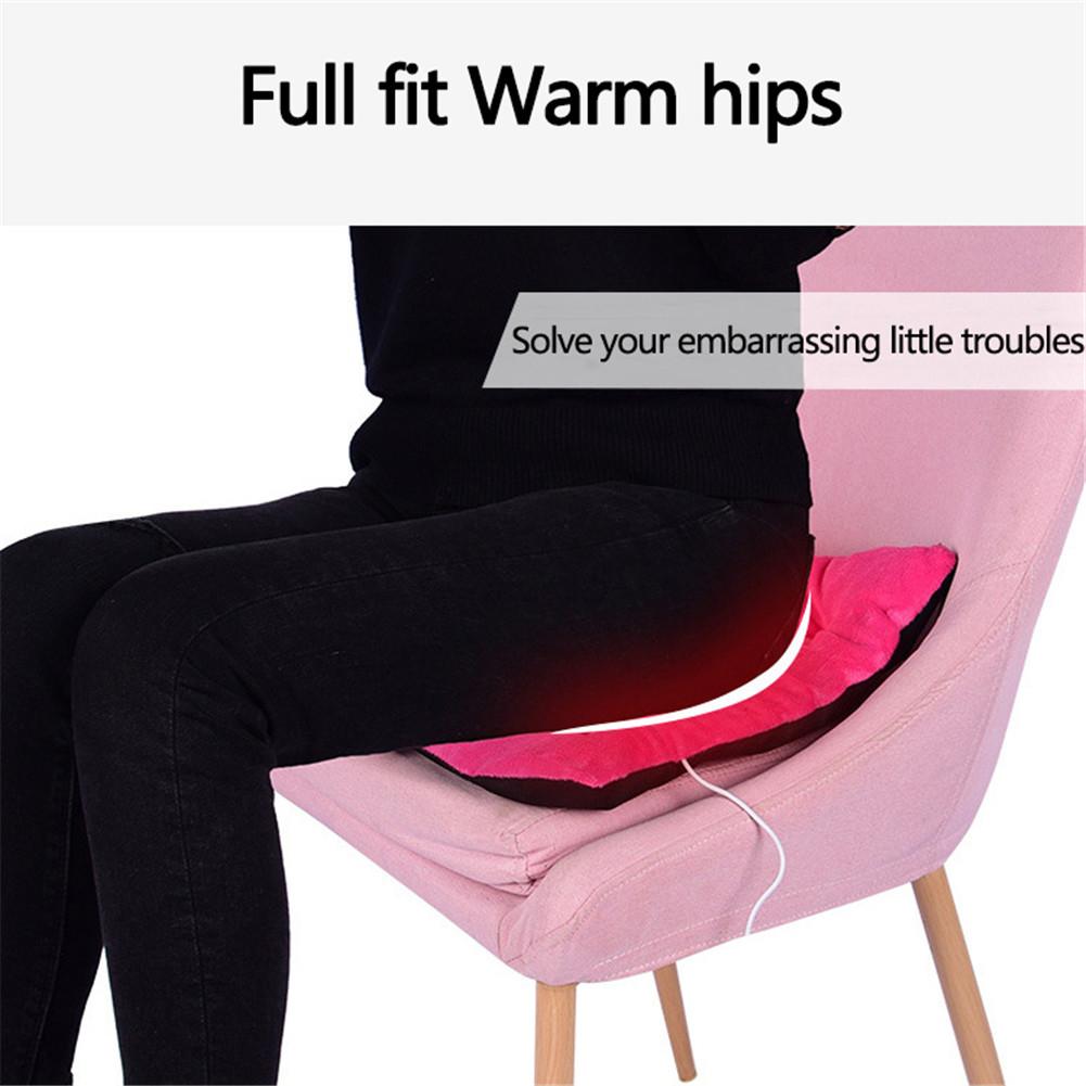 Winter Electric Heating Pad Soft Fleece USB Charging Portable Heated Cushion Home Office Chair Driving Travelling Cold Weather