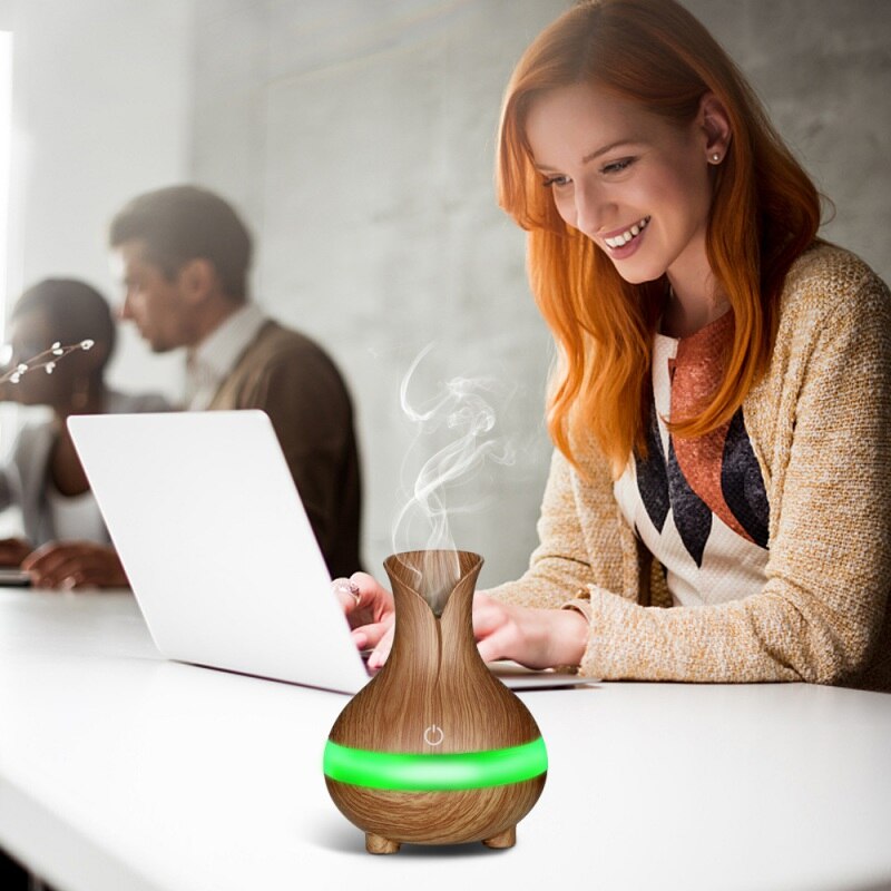 USB Mini Wood Grain Air Humidifiers Aromatherapy Ultrasonic Humidifier Diffuser With Color Changing LED for Home SK1