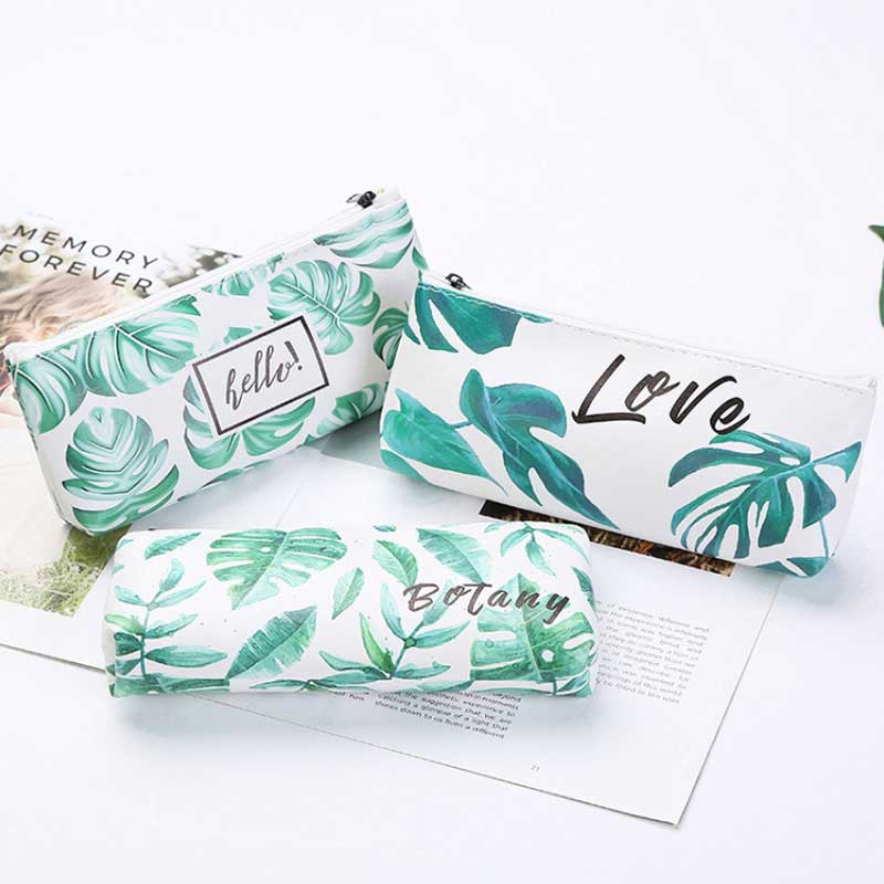 Kawaii Green Turtle leaf leather Pencil Case Estuches School Pencil Box Pencilcase Pencil Bag School Supplies Stationery