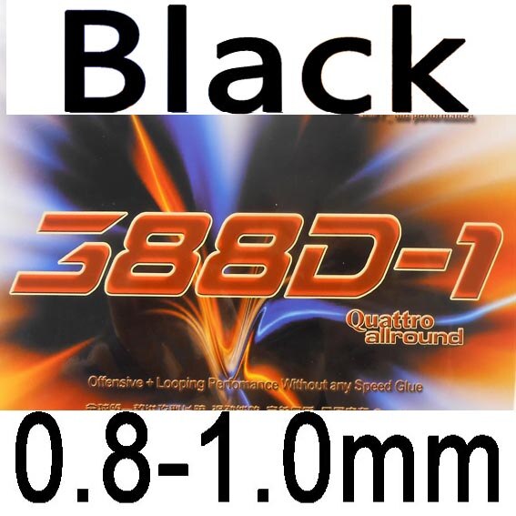 Dawei 388d-1 ( quattro) pitkä, ulosvedettävä pöytätenniskumi ilman sientä (päällys, härkä): Musta 0.8-1.0mm
