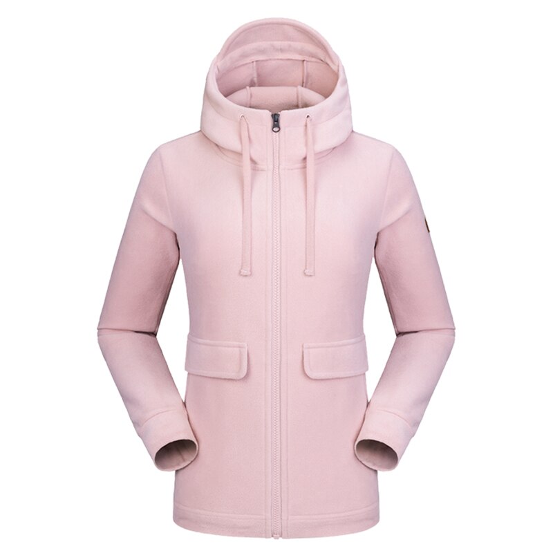 Autumn Winter Warm Outdoor Fleece Sweater Women Sports Fleece Hooded Fleece Cardigan Jacket Ladies Red