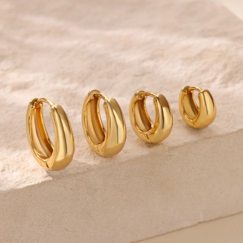 Pendientes de aro clásicos para mujer, Pendientes gruesos de acero inoxidable de Color dorado, tendencia 2025, nuevos en Pendientes minimalistas, aretes de joyería