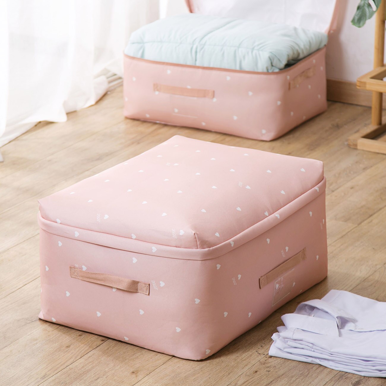 Polyester Storage Bag Closet Organizer Clothes Storage Box Quilt Pillow Bags Dustproof Cover Travel Closet Organizer Cloth Box