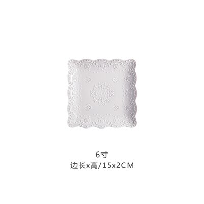 Multi-color Optional 6 Inches x5pcs/set Ceramic Plate Western Food Plates Salad Plate Square Flat plate Dinner tray Cake Dish: A