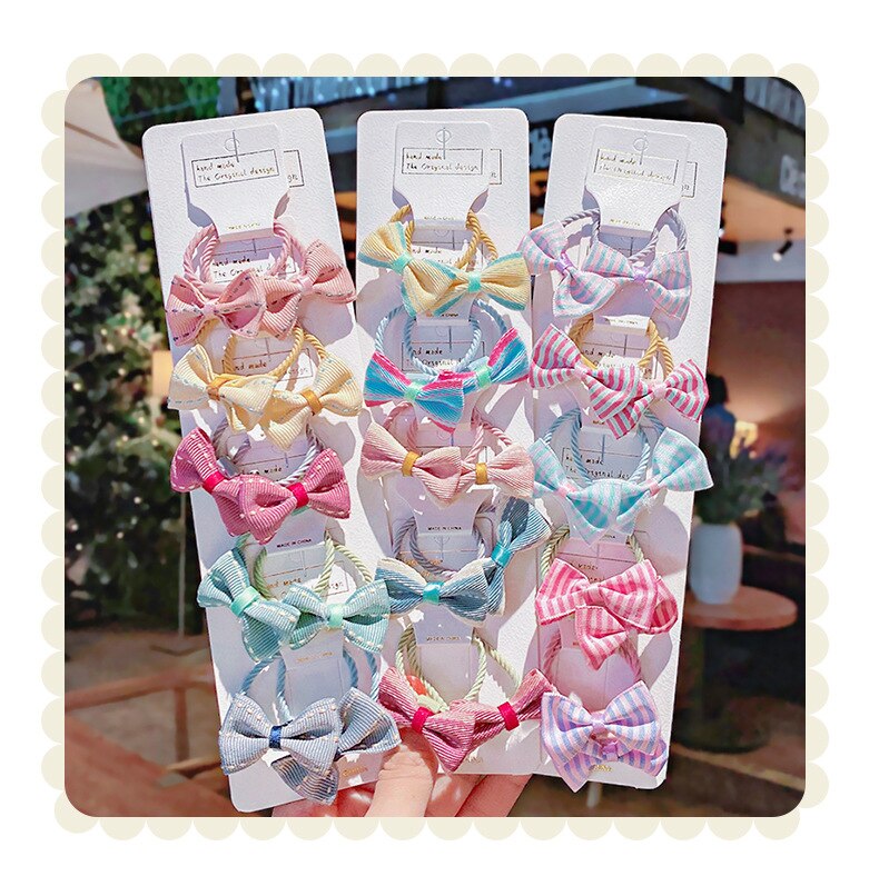 10 stücke Baby freundlicher Mini Band Bogen Elastische Haar Bands Ornamente Haargummis für Mädchen Pferdeschwanz-Halfter Gummi Gummi Haar Zubehör