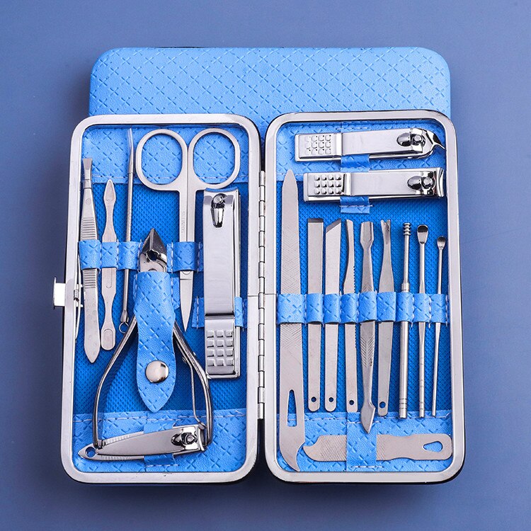 Schoonheid manicure pedicure schaar verzorgingsset manicure set 19 stuks nagelknipper eagle tools complete set in doos: 2