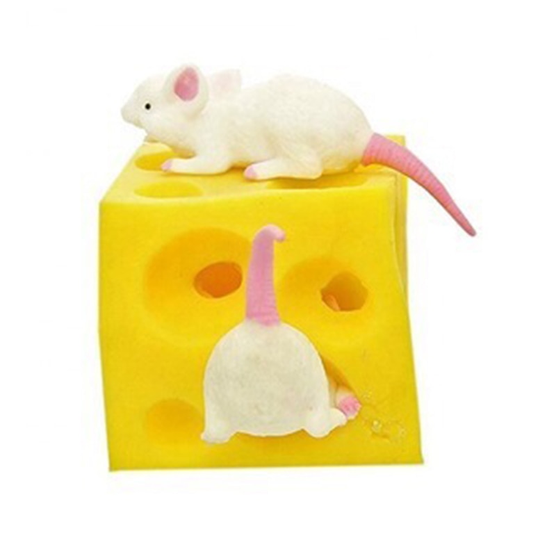 Mysz i ser zabawka lenistwo zabawa w chowanego zabawka antystresowa 2 squnishable figurki i blok sera Stressbusting zabawki typu denerwować