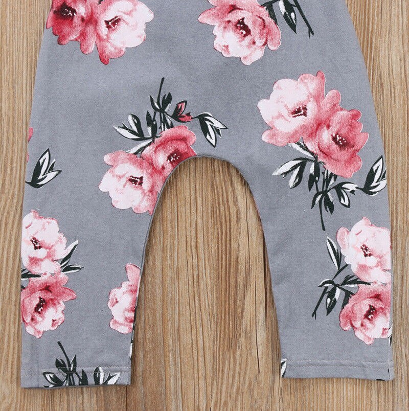 Mærke ærmeløs småbørn spædbarn barn børn baby børn pige blomst grime romper jumpsuit playsuit strop tøj 6m-6t