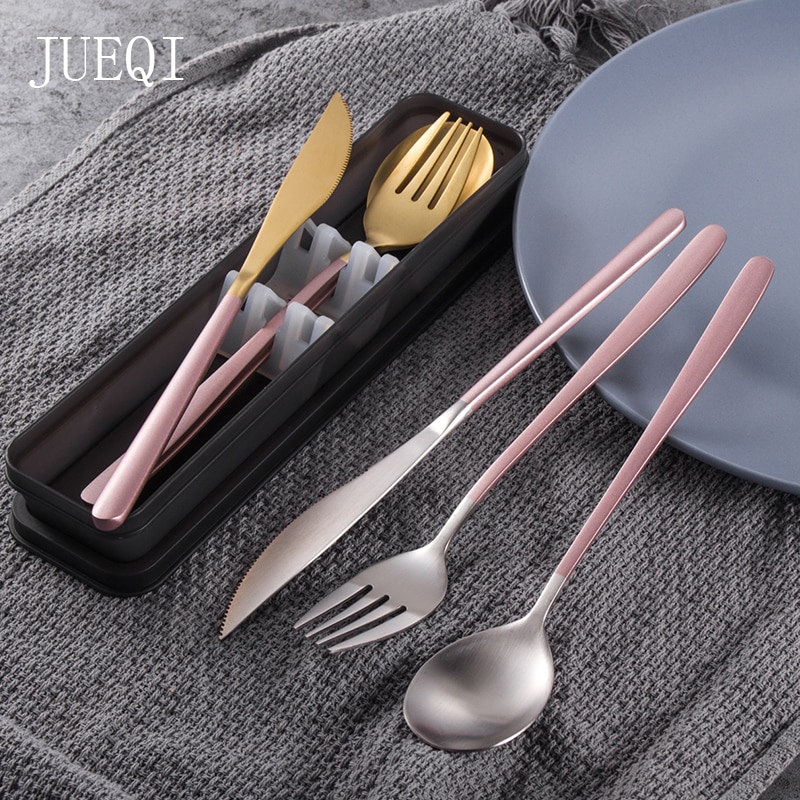 JueQi service de vaisselle coréenne | Couverts de table S cuillère fourchette 18/8 acier inoxydable, service de vaisselle en or occidental