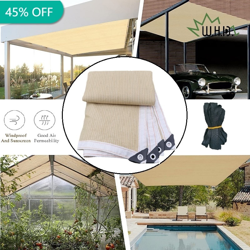 Privacy Fence Screen Fence in Beige 95% Blockage Windscreen Outdoor Mesh Fencing Cover Netting for Outdoor Patio Garden