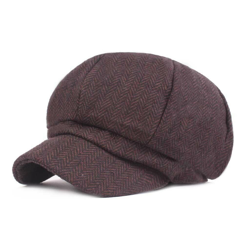 Sleckton geruite fedora baretten platte pet dames achthoekige petten katoenen schildershoed casual krantenjongenshoeden voor dames: Bruin