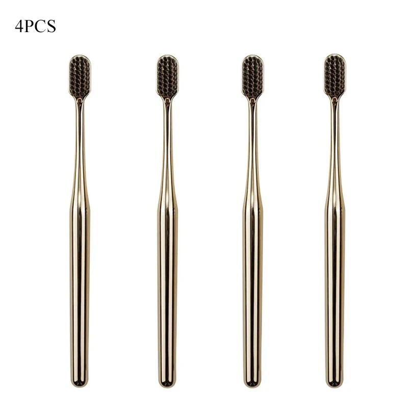 1-6 stücke Luxus Weiche Zahnbürste Männer Frauen Erwachsene Zahnbürste Gold Silber Dental Pinsel Eleganz Sanfte Zahnbürsten: Grau