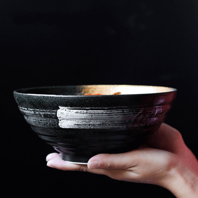 Japansk stil keramisk 7.5 tommer skål ramen nudelsuppe retro bordservice middagsskål keramisk bordservice keramisk blandeskål