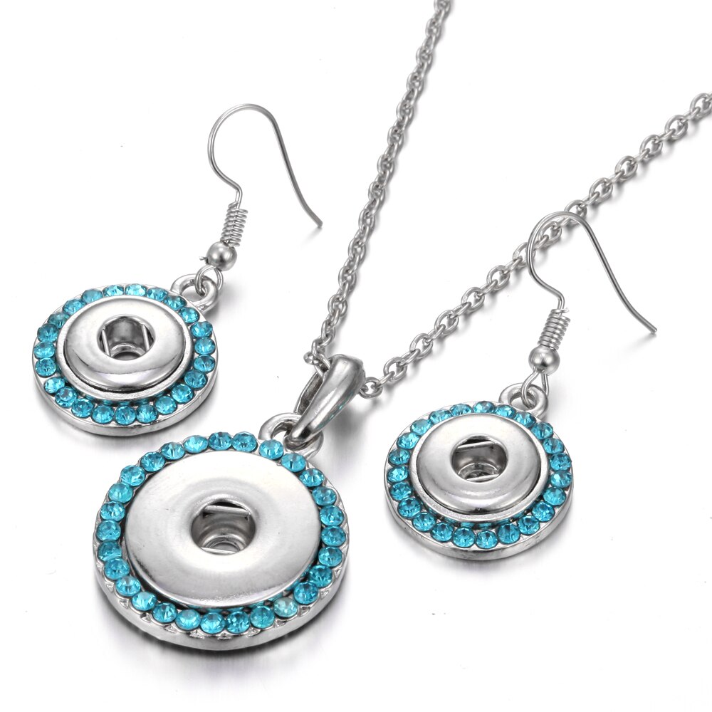 Boutons pression ensemble de bijoux paramètres cristal 12mm 18mm collier pression et 12mm boucles d'oreilles pression pour les femmes bouton pression boucles d'oreilles pendentif collier: 17
