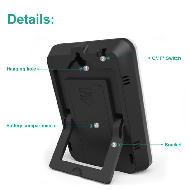 Digital Wireless Hygrometer Lcd Thermometer Indoor Outdoor Electronic Temperature Humidity Monitor Weather Station Alarm Clocks