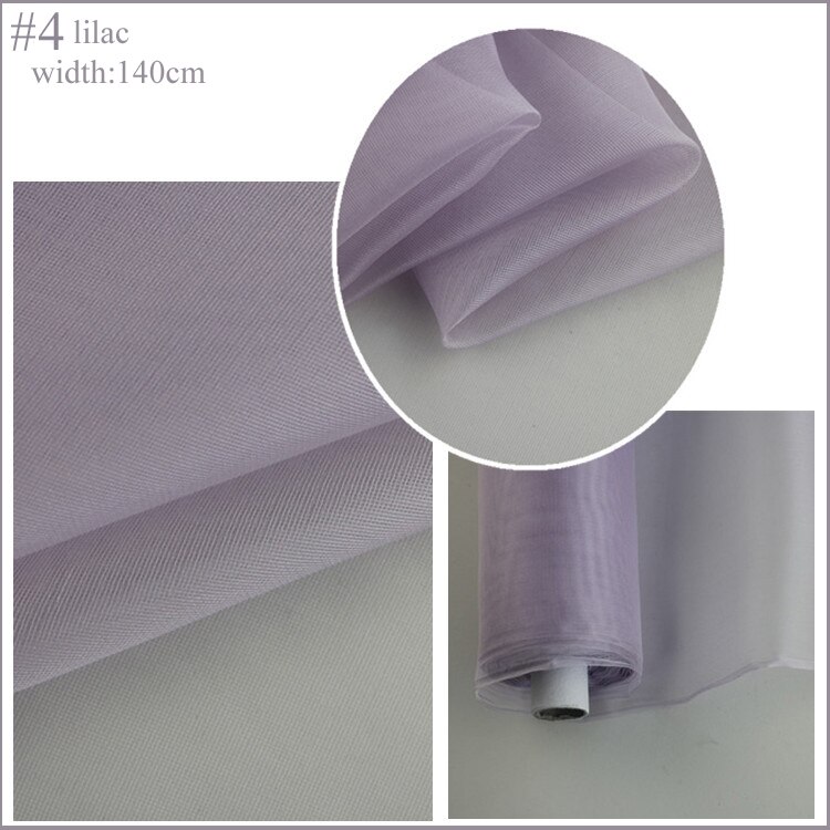 100cm*140cm hvid sort silke gaze stiv brudekjole materiale rent silke mesh: 4 lilla