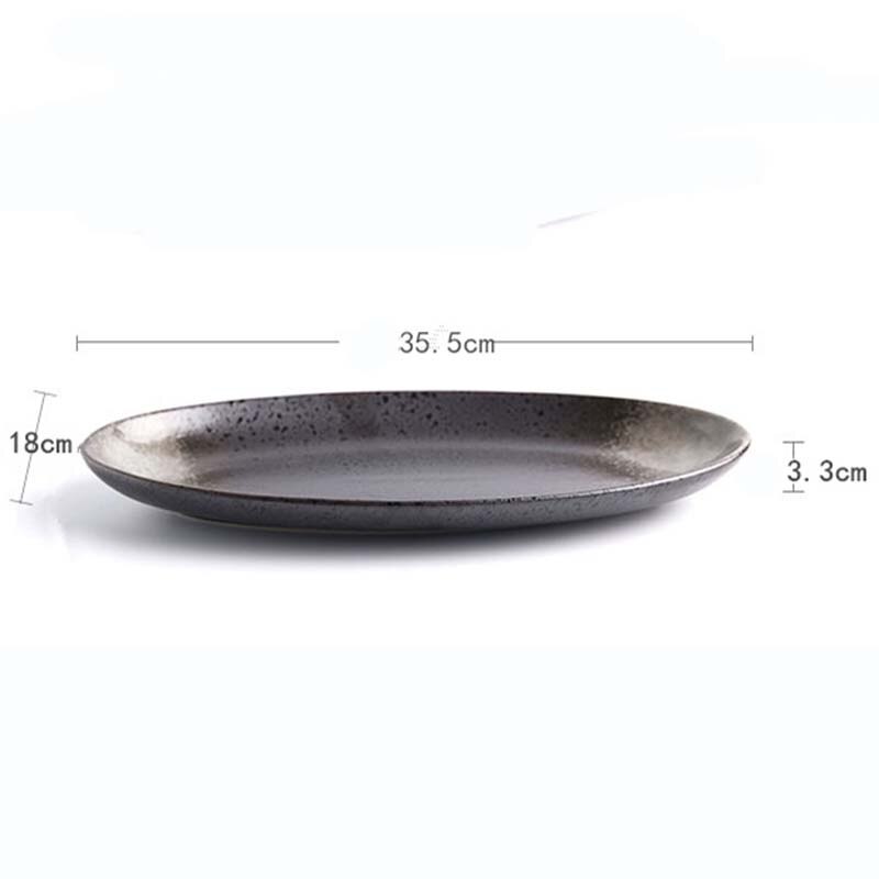 FANCITY personality ceramic tableware oval fish plate steamed fish plate braised fish plate cooking plate large househo: 2