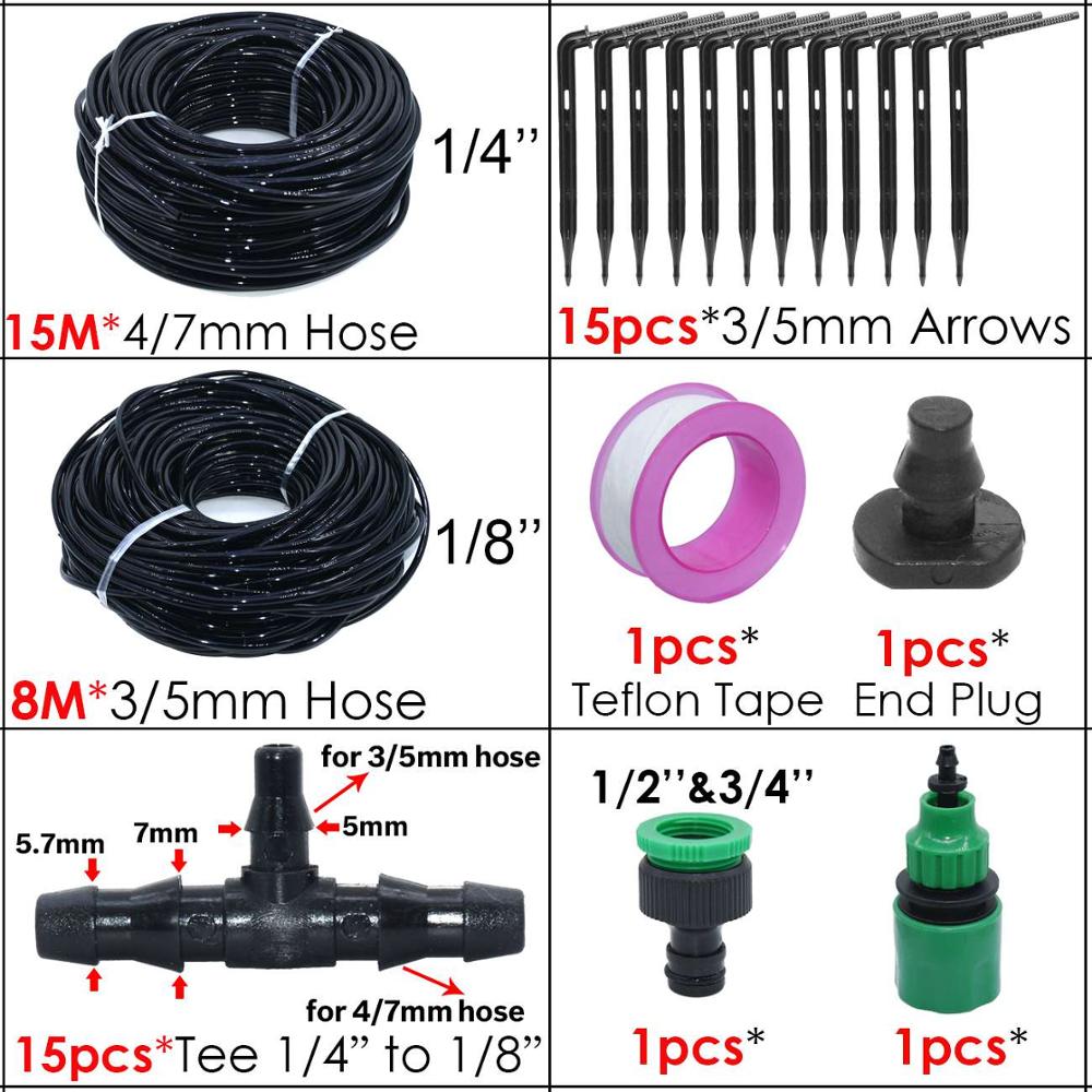 Kesla 1/4 ''  to 1/8 '' dryppvanning hagevanningssystemsett albuebøy piler sender 4/7 to 3/5mm for bonsai drivhus: Gul
