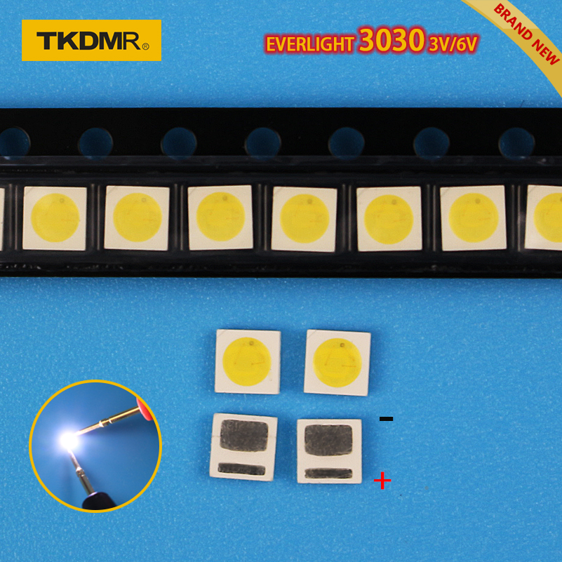 100pcs led tv backlight 1.2W 3030 3V 6V kit electronique led led for lcd tv repair Assorted pack kit Cool white