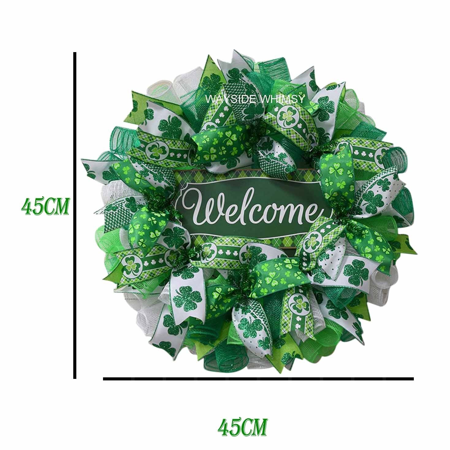 F # św. Patryk dzień krasnoludek wianek koniczyny krasnoludek wstążka bardzo pogoda dekoracja wielkanocna dekoracja domu św. Patryk