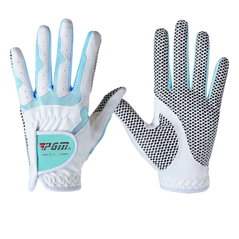 PGM – gants de Golf pour femmes, 1 paire, pour l'entraînement de la main gauche et droite, en tissu nanométrique, respirant, pour le sport, D0015: White Blue / 19