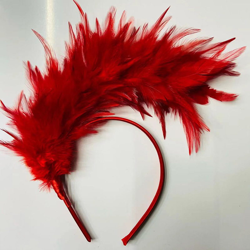 Vrouwen veren hoofdband zendspoel uitvoeren Halloween hoofddeksels partij hoofdtooi haar hoepel haar ornament: Roze