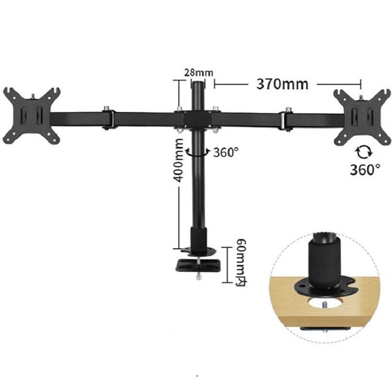 Escritorio de movimiento completo de 360 grados soporte de Monitor doble soporte 14 "-32" LCD LED perforación brazo para montaje de Monitor de carga 7kg